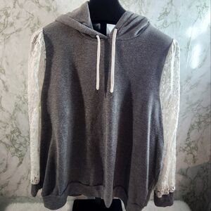 TORRID Lace Sleeve Hooded Sweatshirt